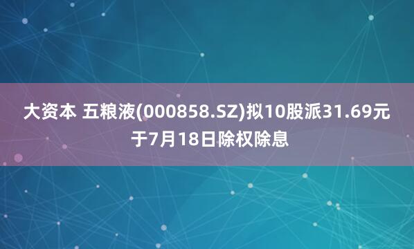 大资本 五粮液(000858.SZ)拟10股派31.69元 于7月18日除权除息