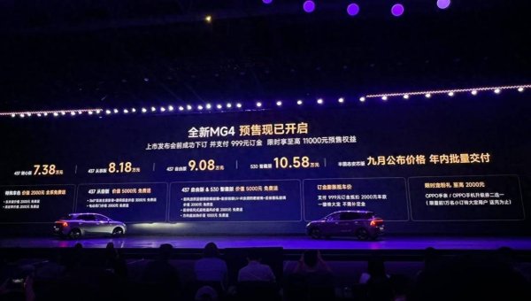 东信证券 全新MG4预售7.38万元起，MG品牌上手就扔王炸